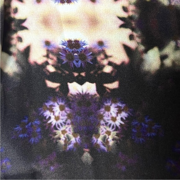 COLLINA STRADA Silk Crepe Kaleidoscope Floral Print Hip Cutout Slim Leg Pants M - Picture 4 of 7